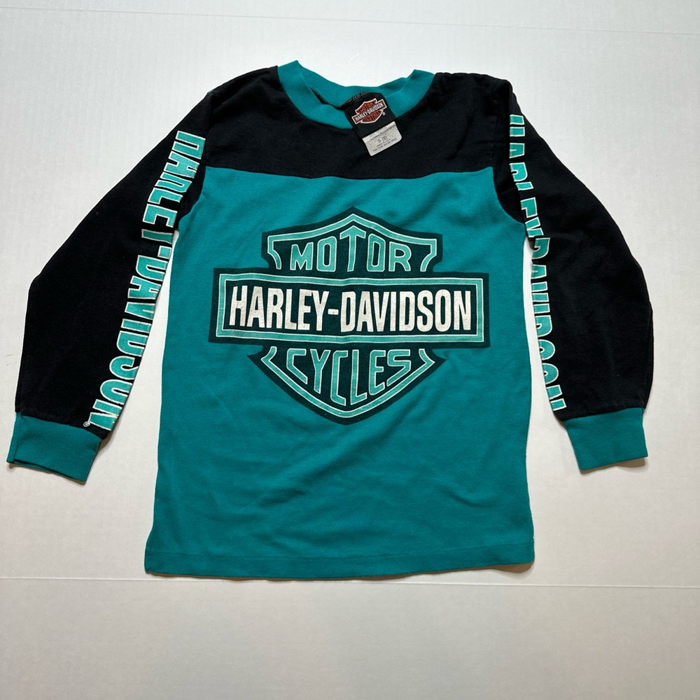 Vintage 1980 Boys Harley Davidson long sleeve 3D Emblem Size 8 Single Stitch